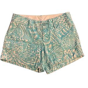 Lilly Pulitzer The Callahan Shorts in Shorely Blue Sea Cups Sz 2 Blue Seashells